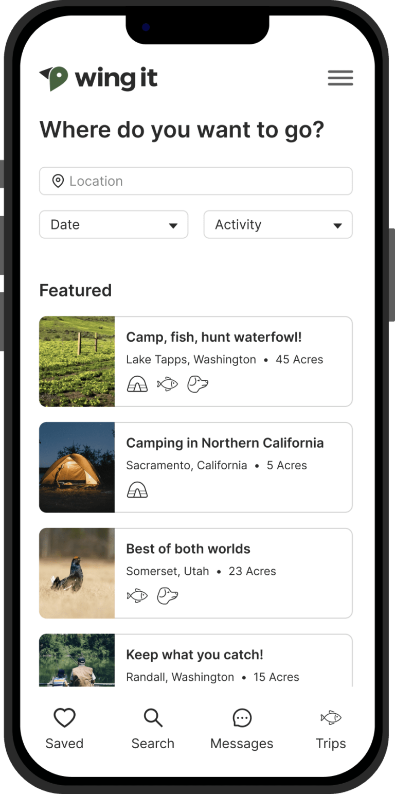 Wing It Guest Mobile App for Land Access